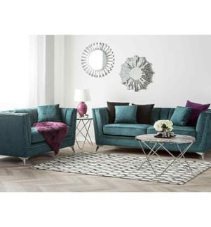 Ensemble de 2 Canapés Fixes Revêtement en Velours Bleu Foncé et Rembourrage Généreux Ultra Confortable pour Salon Vintage Glamour