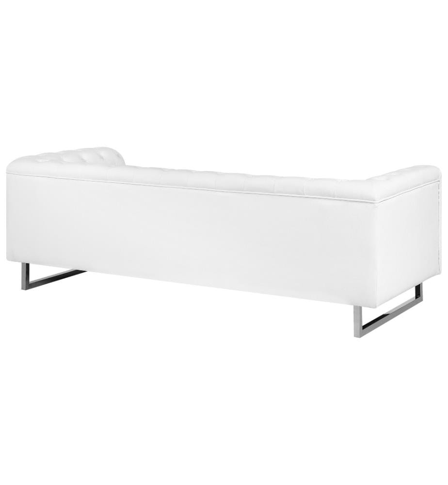 Ensemble de 2 Canapés Style Chesterfield Capitonnés en Cuir PU Blanc avec Pieds en Acier Inox Top Tendance pour Salon Chic et Glamour