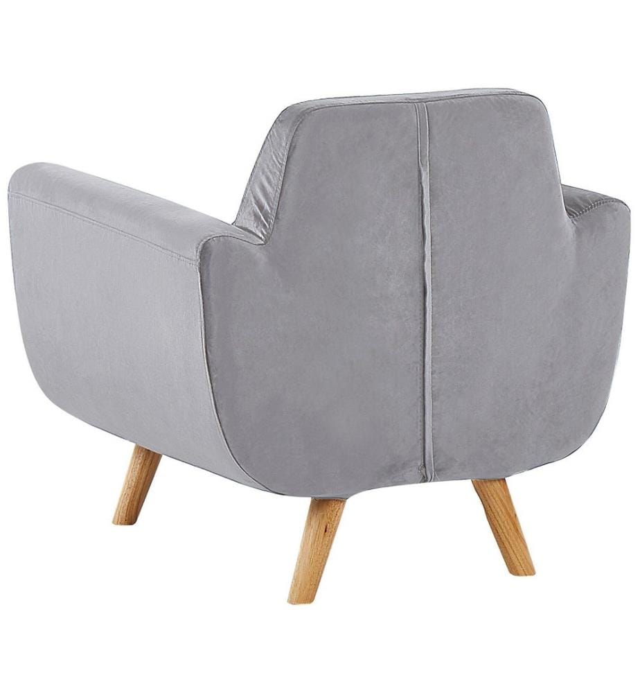 Ensemble Salon Canapé 3 et 2 Places et Fauteuil en Velours Gris avec Pieds en Bois Design et Housse Amovible Lavable Style Rétro Scandinave
