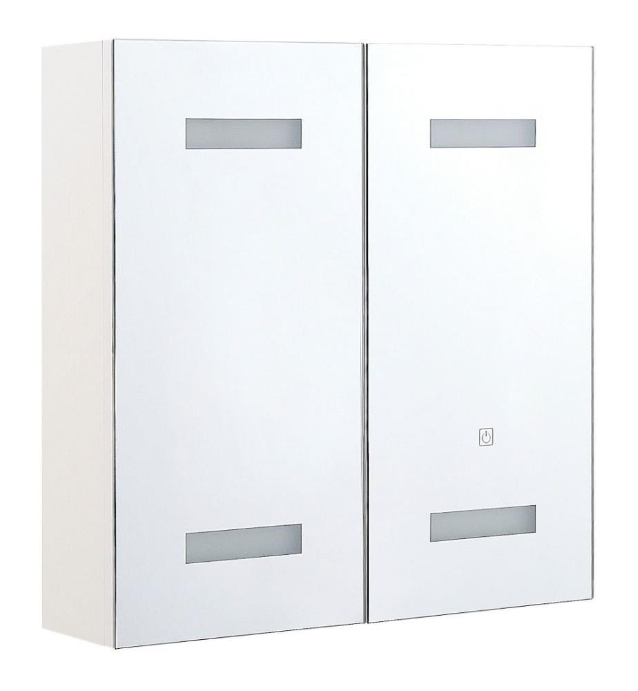 Armoire de Toilette Murale avec Miroir Lumineux LED 60 x 60 cm Meuble de Rangement Pratique pour Salle de Bain au Style Moderne et Minimaliste