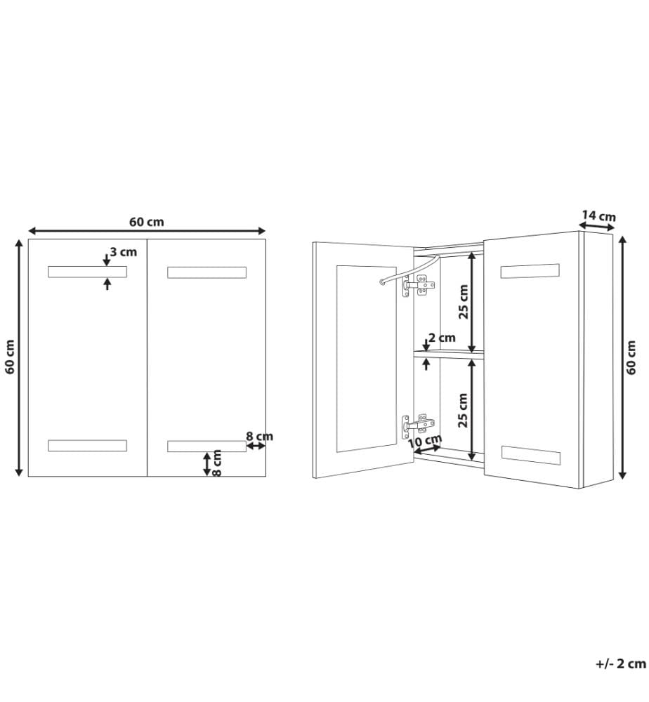 Armoire de Toilette Murale avec Miroir Lumineux LED 60 x 60 cm Meuble de Rangement Pratique pour Salle de Bain au Style Moderne et Minimaliste