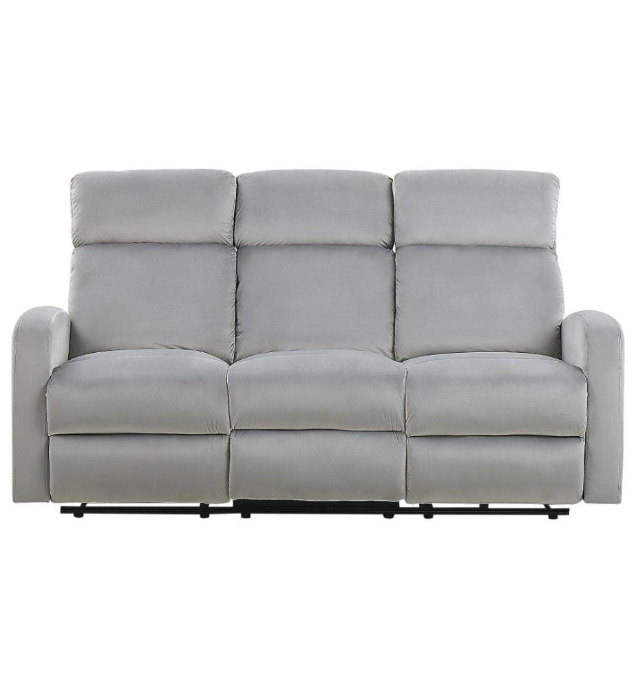 Ensemble de Salon Rembourré Velours Gris Clair Électrique Fonction d'Inclinaison Design Moderne Glamour Fonction Relaxation