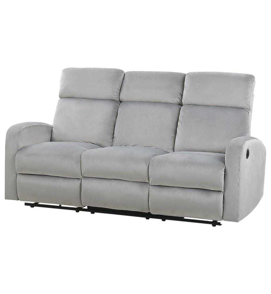 Ensemble de Salon Rembourré Velours Gris Clair Électrique Fonction d'Inclinaison Design Moderne Glamour Fonction Relaxation