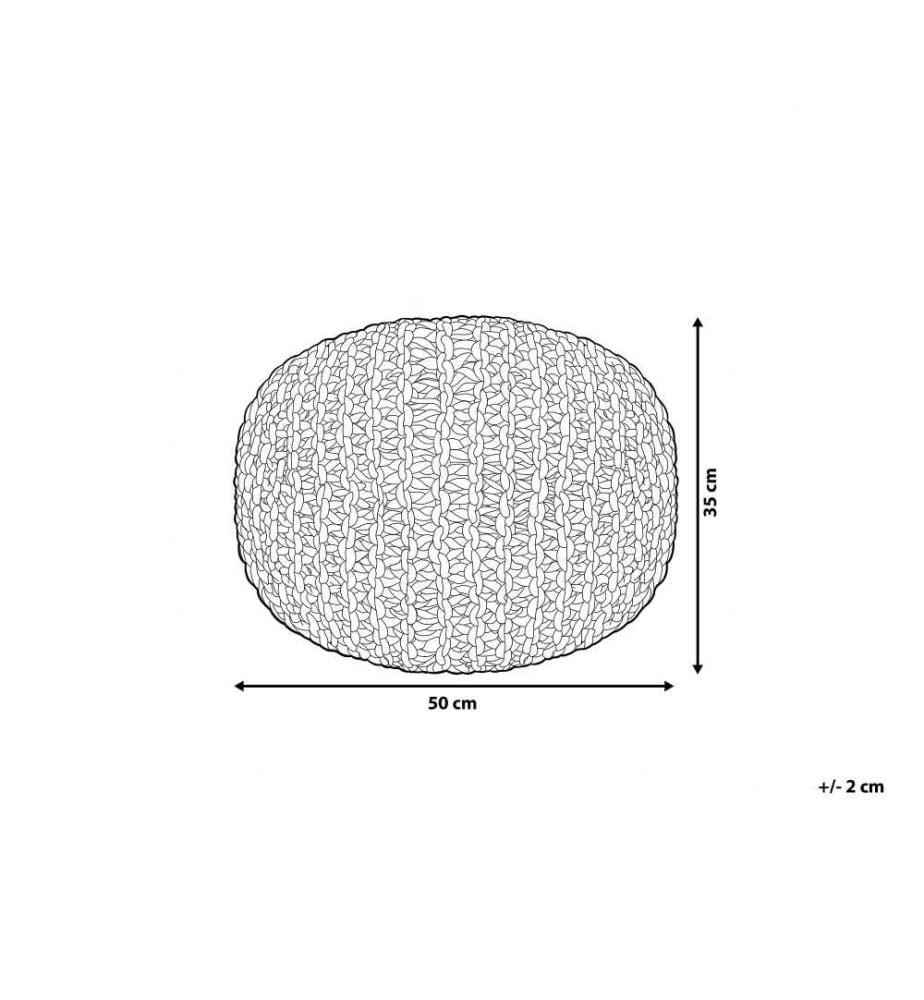 Pouf Rond fabriqué en Tissu Coton Couleur Vert avec Sac à Billes en Polystyrène Inclus 50 x 35 cm pour Salon ou Chambre Moderne