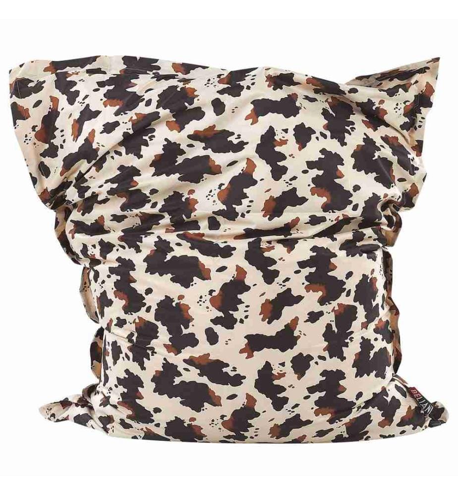 Pouf Géant XXL Motif Vache en Nylon 140 x 180 cm Ultra Confortable Robuste pour Intérieur ou Extérieur avec Billes de Polystyrène