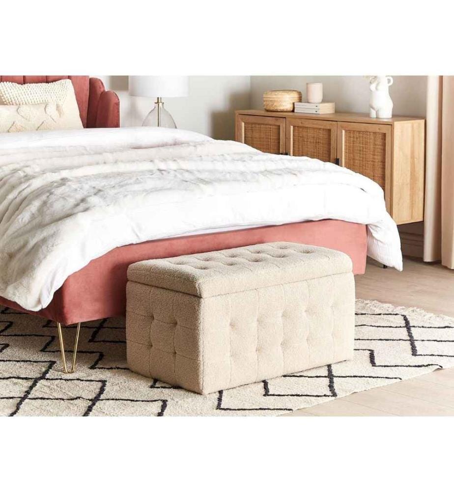 Produktbild von Hocker Bouclé / Gummibaumholz Beige TAKOMA