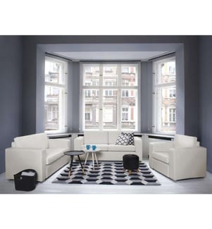 Sofa Set Weiss Echtleder Sitzgruppe Skandinavischer Stil Wohnzimmer