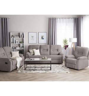 Sofa Set Braun Grau Polsterbezug Sitzgruppe Relaxfunktion Retro Wohnzimmer