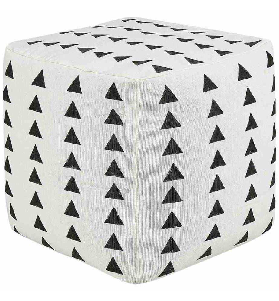 Pouf en coton noir et blanc 45 x 45 cm Siège décoratif fait main à motifs géométriques dans un style Boho moderne Salon Chambre à coucher
