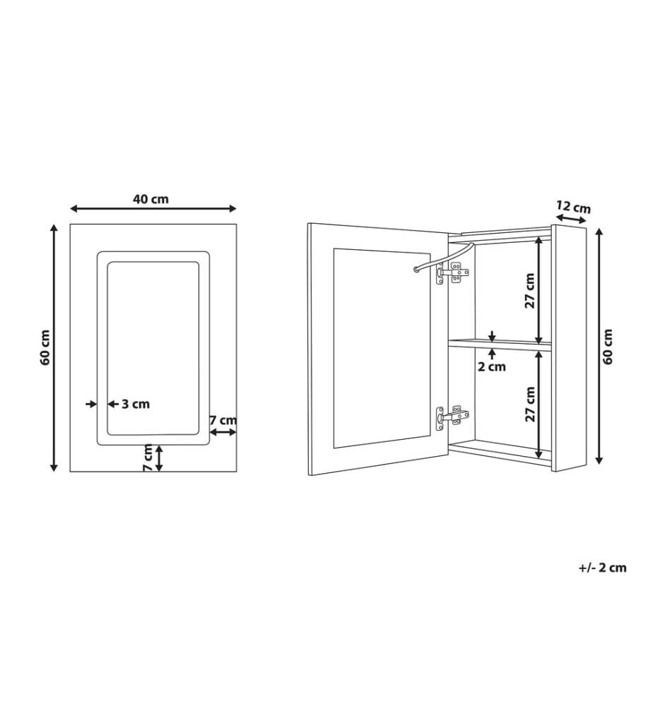 Armoire de Toilette Murale avec Miroir Lumineux LED 40 x 60 cm Rangement Suspendu Fonctionnel et Pratique pour Salle de Bain de Style Moderne