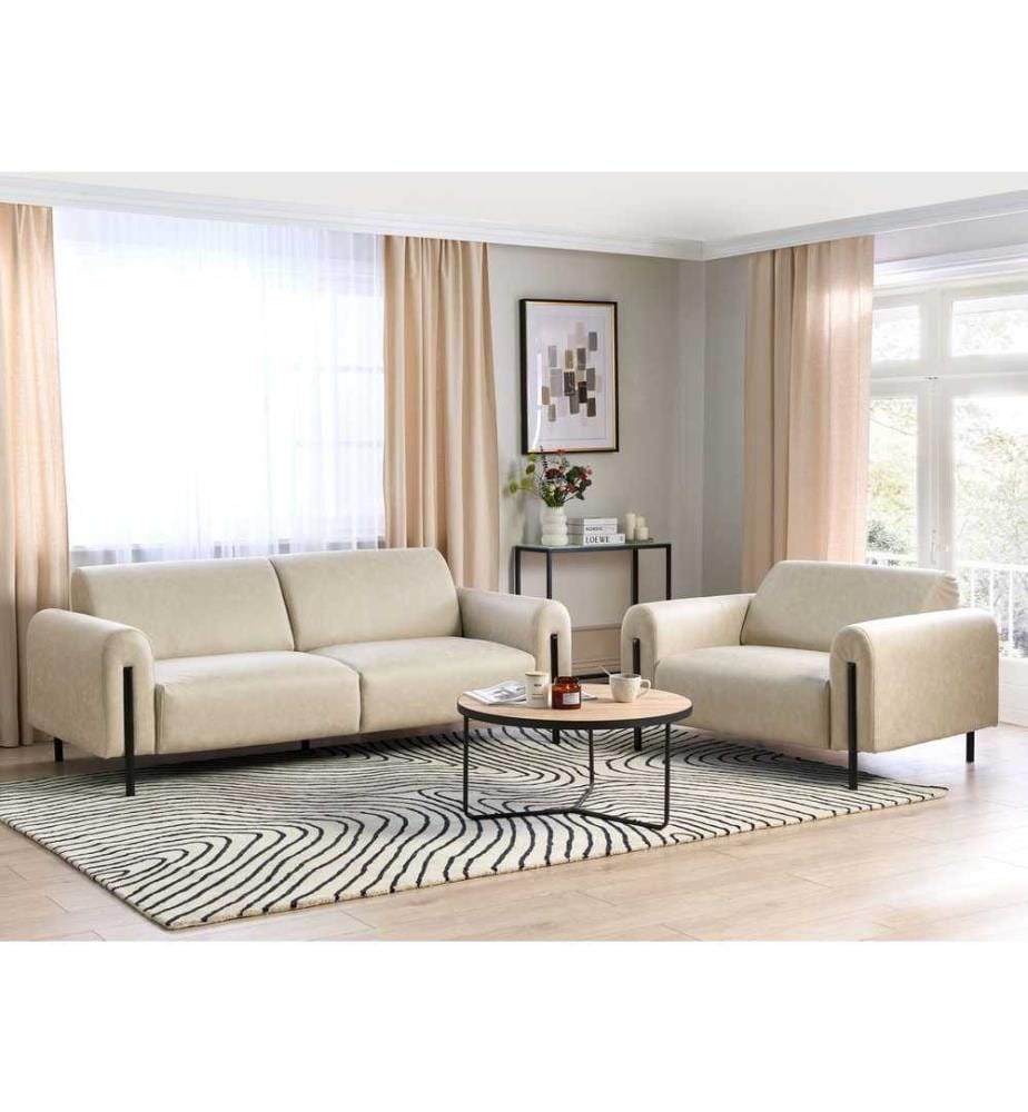 Canapé fixe 2 Places tissu beige praga