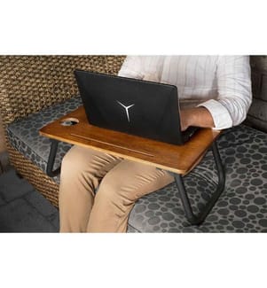 Laptop-Stehpult, Walnuss, Schwarz, MDF, Metallbeine