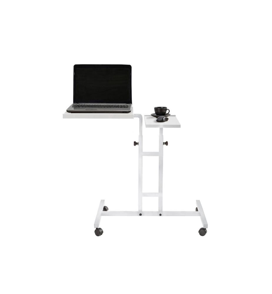 Bureau debout pour ordinateur portable, blanc, panneau de particules mélaminé