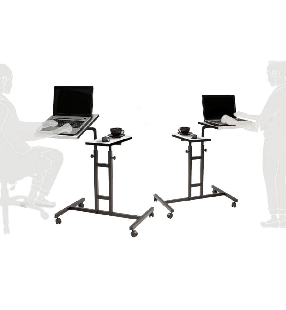 Bureau debout pour ordinateur portable, blanc, noir, panneau de particules mélaminé