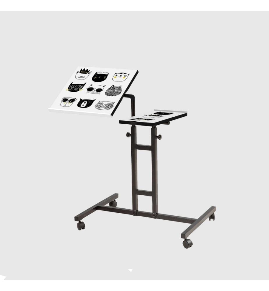 Bureau debout pour ordinateur portable, blanc, noir, panneau de particules mélaminé