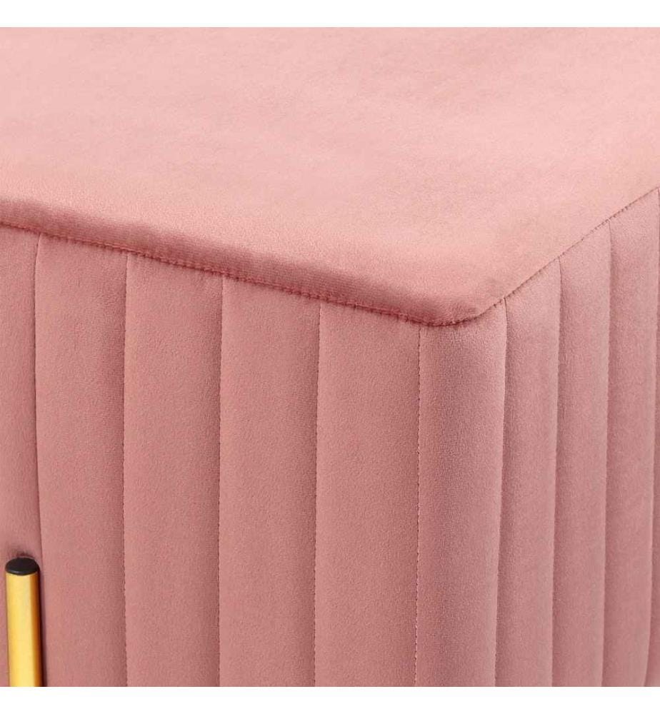 Bank Sitzhocker Ottomane Rosa/Gold Samtstoff Metallbeine Modern Elegant Glamour-Optik
