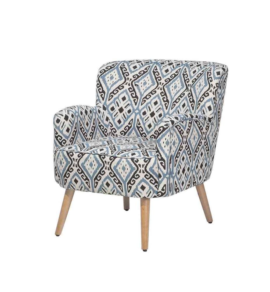 Sessel Schwarz/Weiss Polsterbezug Gummibaumholz Mit Hocker Orientlisches Motiv Wohnzimmer Salon