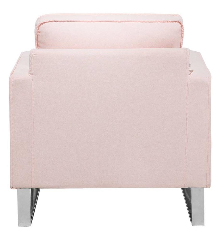Sessel Rosa Polsterbezug Edelstahl Dicke Sitzfläche Retro-Stil