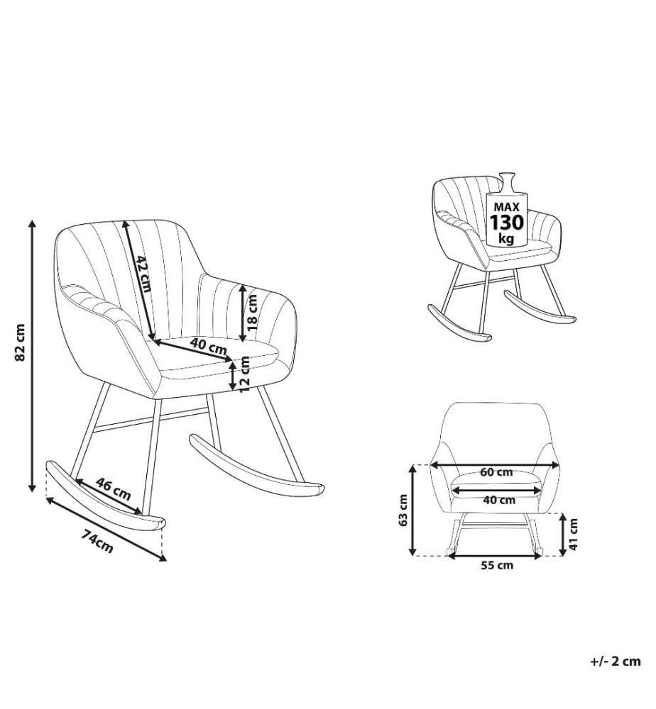 Chaise à Bascule Type Rocking Chair en Velours Bleu Foncé pour Coin de Lecture ou Salon au Design Scandinave et Glamour