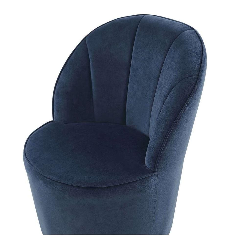 Sessel Blau Samtstoff Metall Runder Form Clubsessel Moderner-Look Wohnzimmer Salon