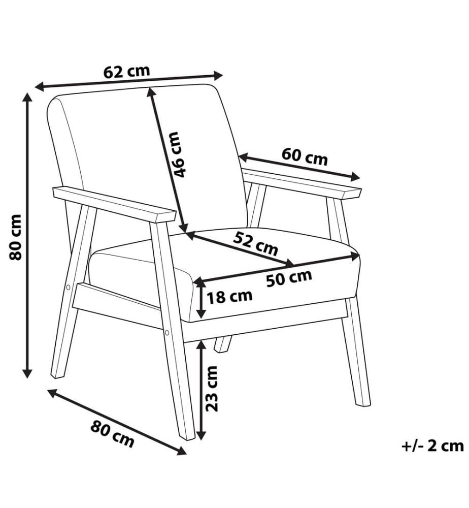 Fauteuil de Salon en Tissu Marron avec Cadre en Bois Naturel Foncé Style Rétro et Scandinave Idéal pour votre Séjour ou Coin Lecture