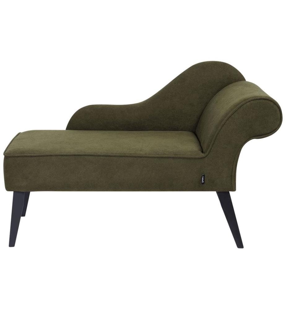 Chaise Longue Mini Côté Gauche en Velours Beige au Design Glamour et Rétro Confortable et Élégante