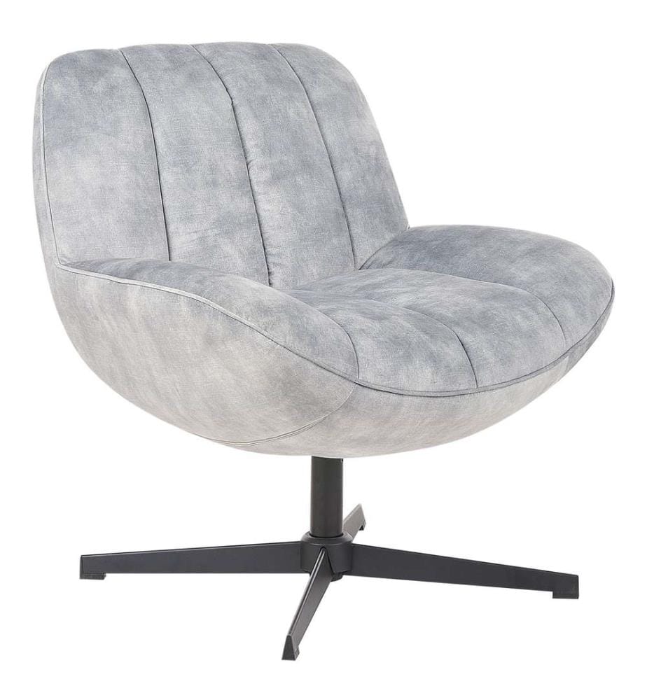 Sessel mit Hocker Hellgrau Samtbezug Gesteppt Drehfunktion Dicke Polsterung Ohne Armlehnen Retro Wohnzimmer Schlafzimmer Flur Ausstattung