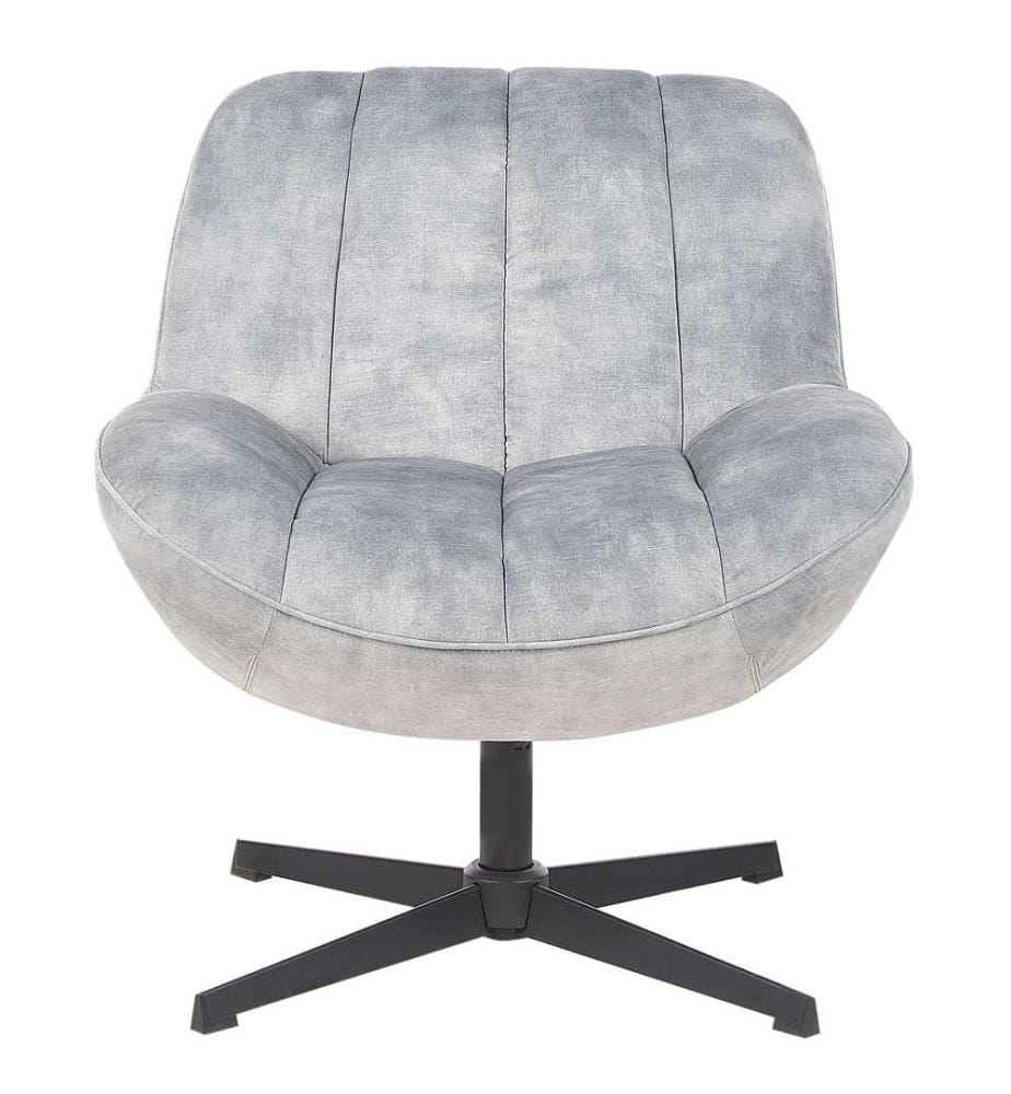 Sessel mit Hocker Hellgrau Samtbezug Gesteppt Drehfunktion Dicke Polsterung Ohne Armlehnen Retro Wohnzimmer Schlafzimmer Flur Ausstattung