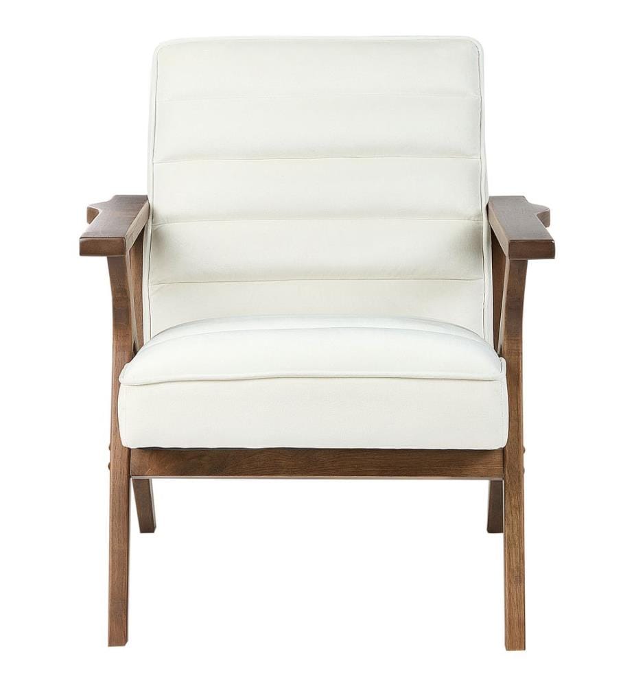 Weisser Sessel aus gepolstertem Velours mit Holzgestell Wohnzimmer Schlafzimmer Retro-Stil