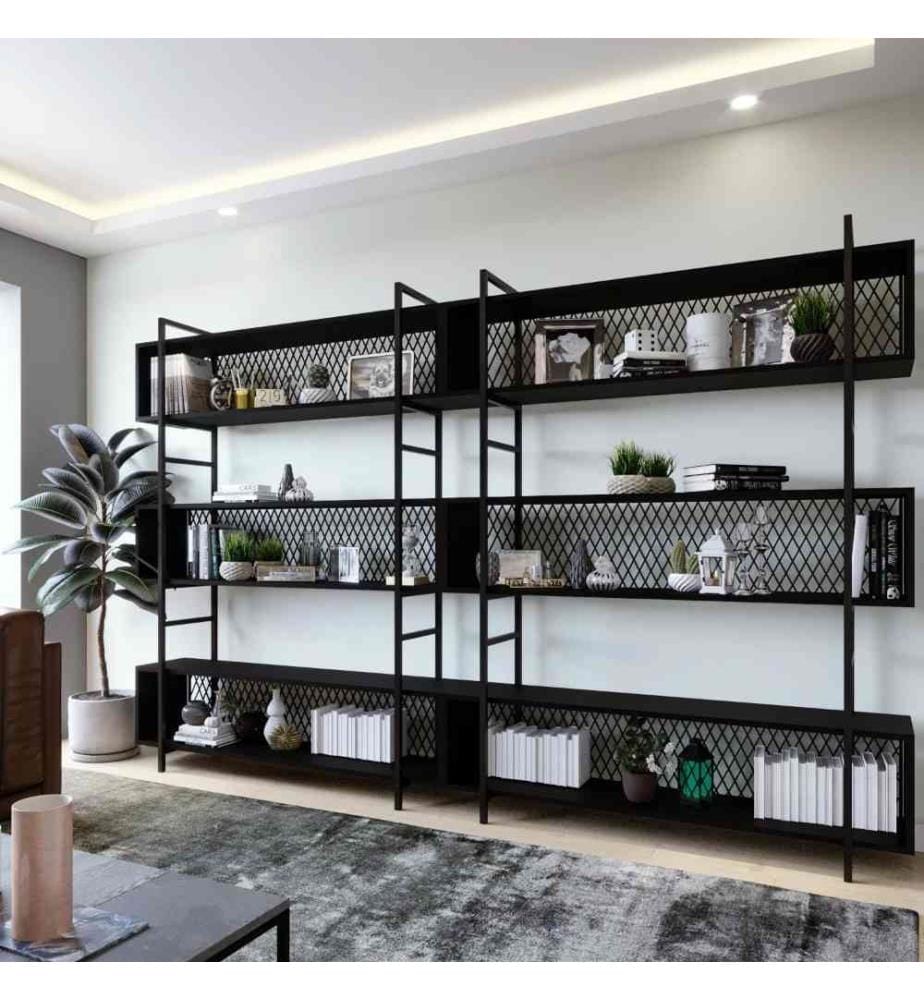 Etagère multifonctions, noir, panneau de particules mélaminé