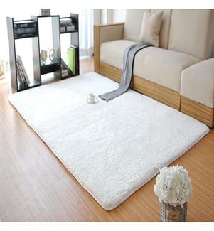 Tapis, 120 x 180, , blanc, polyester, hauteur des poils 20 mm