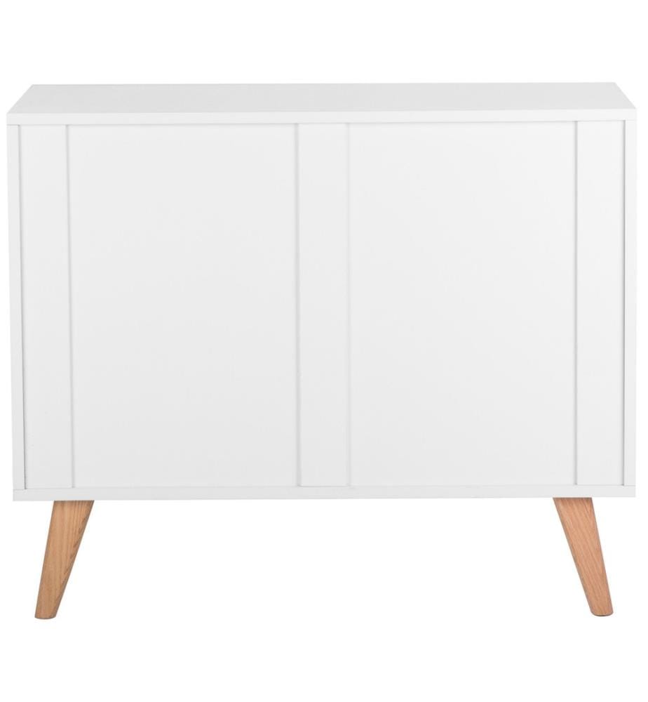 Commode Blanche de 83 cm de Hauteur Blanche avec Pieds en Bois de Chêne composé de 3 Tiroirs Style Moderne