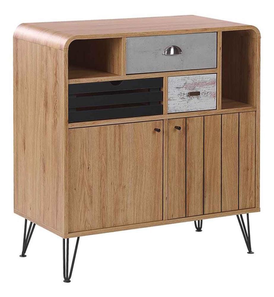 Petit Armoire Moderne composé de Trois Tiroirs et Deux Portes en Panneau à Particue de Bois Laminé et Plaqué