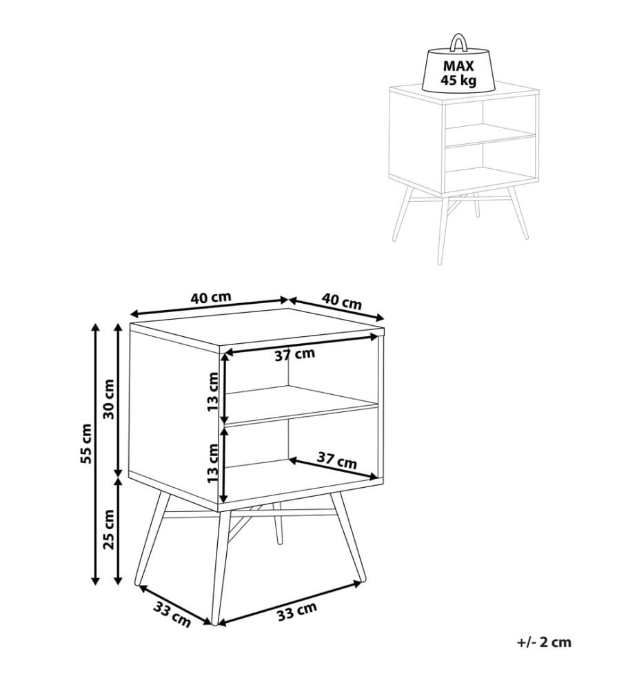 Nachttisch Helles Holz MDF mit 2 offenen Ablagen Minimalistisch Modernes Schlafzimmer Stück