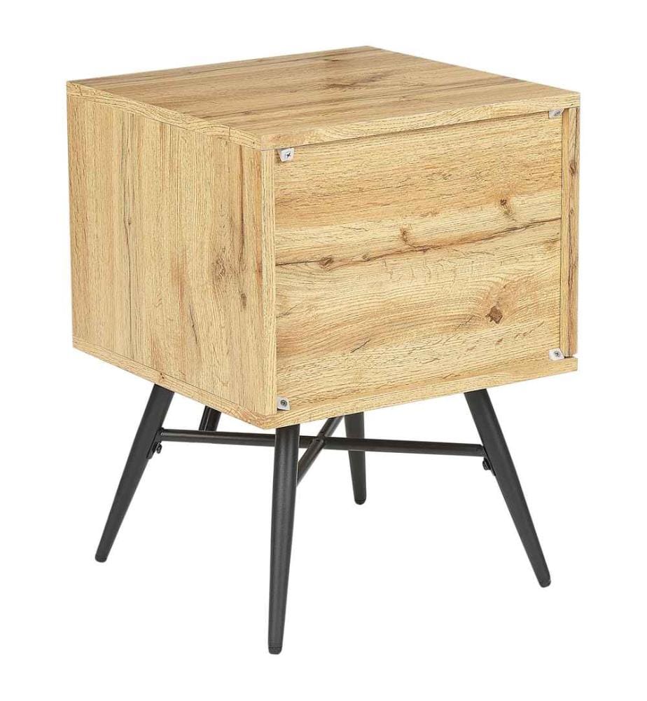 Nachttisch Helles Holz MDF mit 2 offenen Ablagen Minimalistisch Modernes Schlafzimmer Stück
