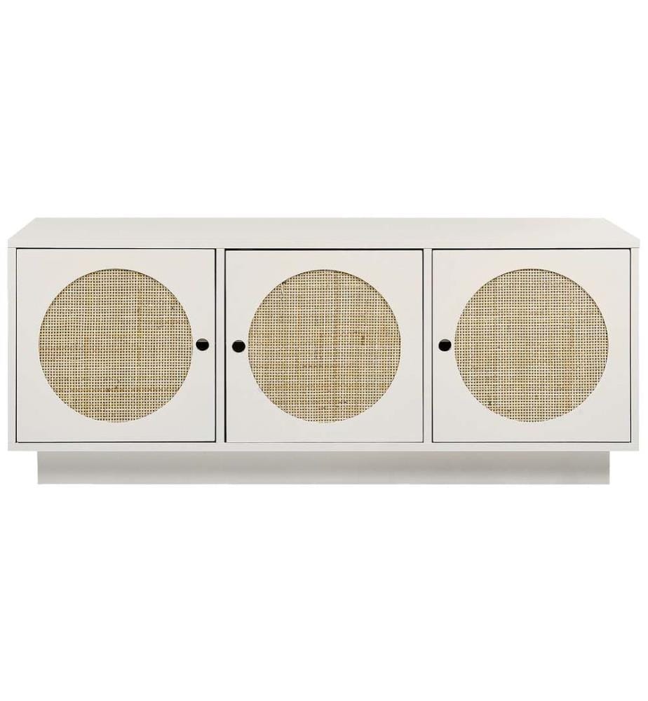 Sideboard Weiss / Beige Rattan 3 Türen 120 x 40 … | DeinDeal