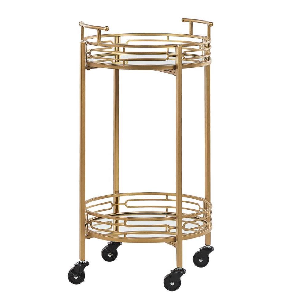 Chariot De Cuisine Glamour Doré Colton - 3 étagères En Verre - 70x38x79 Cm - Charge Max 20 Kg - Style Rétro