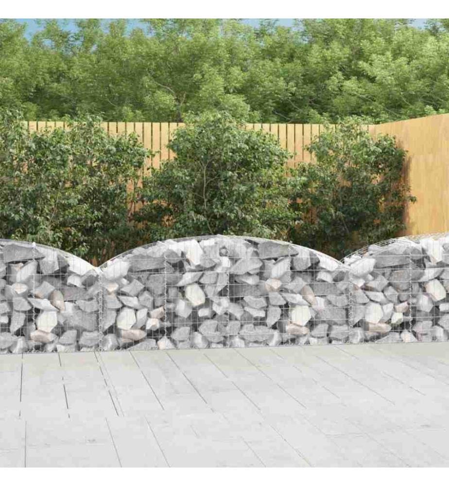 Gabione mit Hochbogen 200x50x60/80 cm Verzinktes Eisen