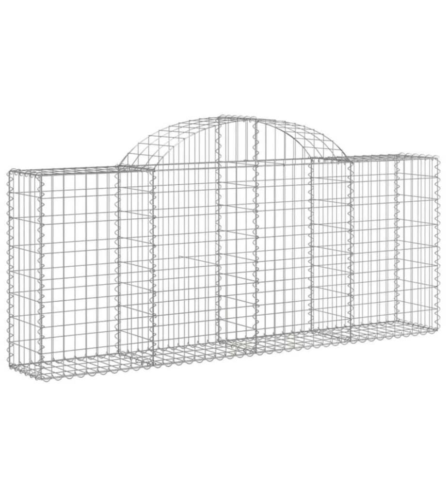 Gabione mit Hochbogen 200x30x80/100 cm Verzinktes Eisen