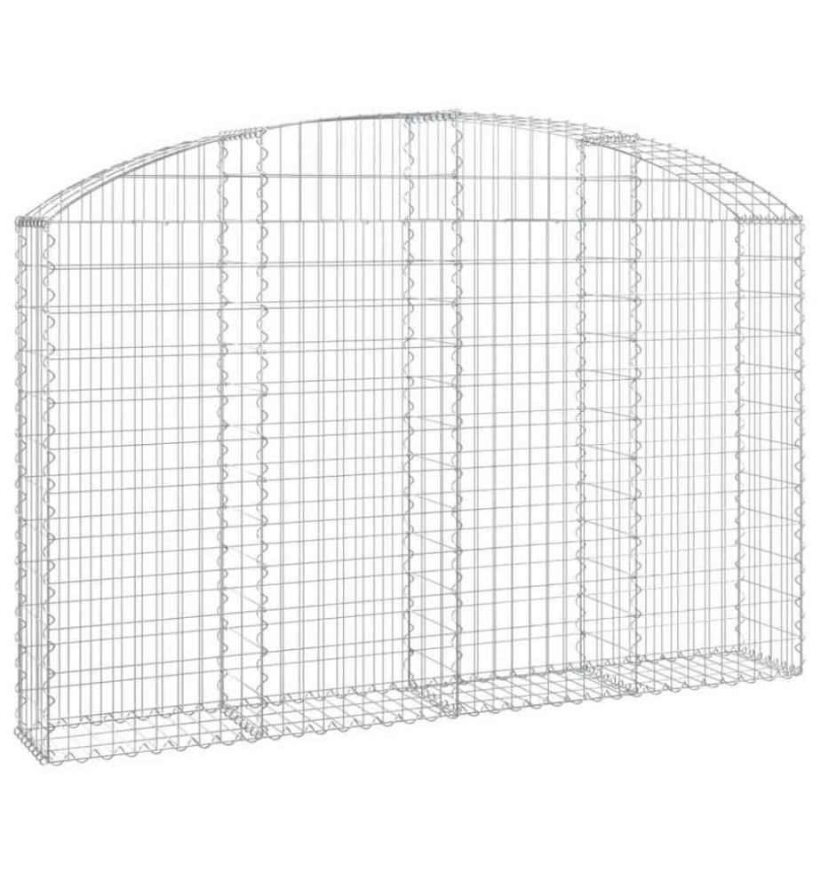 Gabione mit Hochbogen 200x30x120/140 cm Verzinktes Eisen