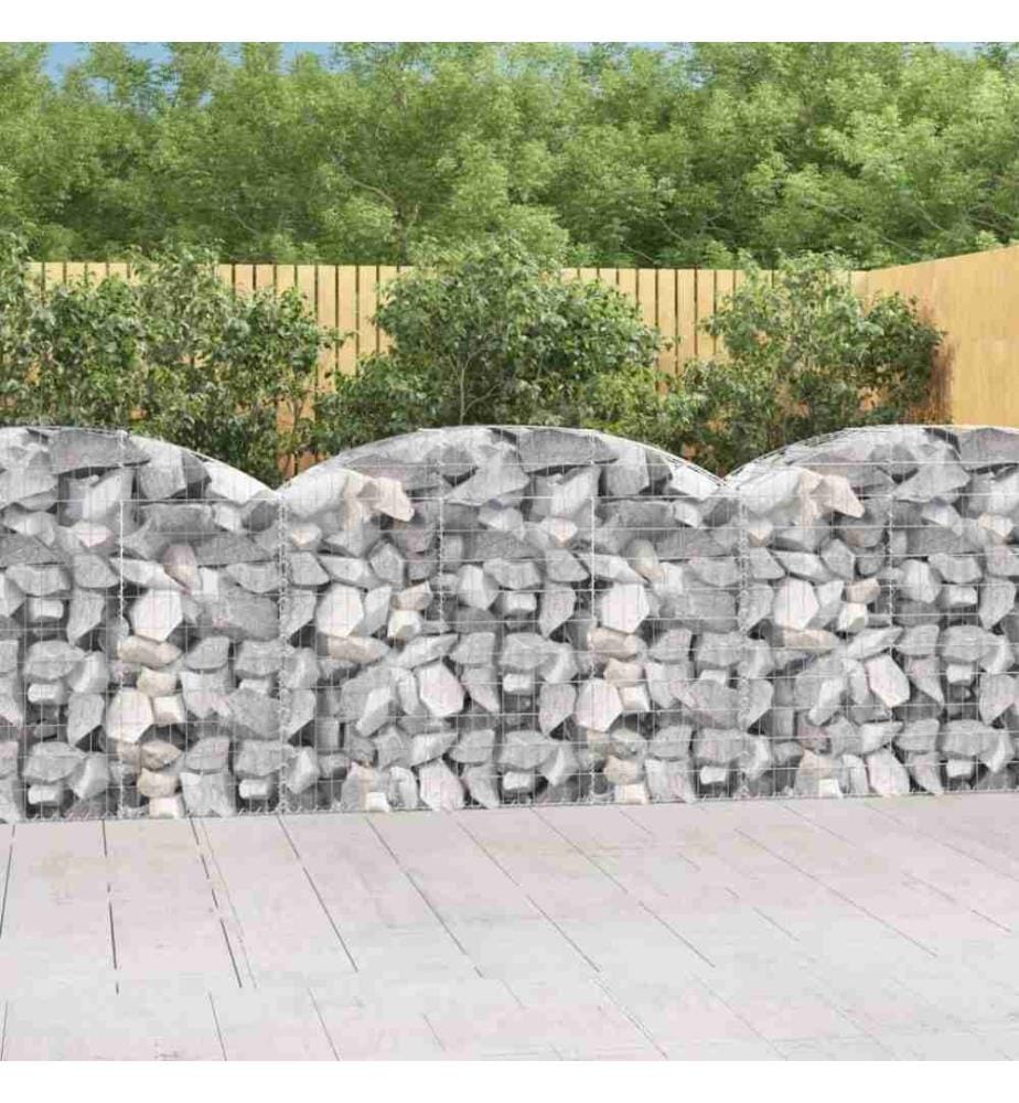 Gabione mit Hochbogen 150x50x100/120 cm Verzinktes Eisen