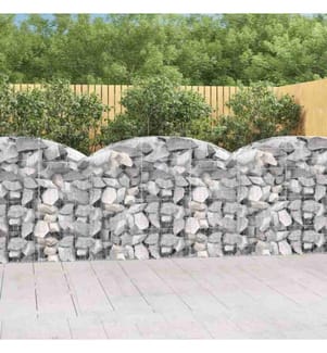 Gabione mit Hochbogen 150x50x100/120 cm Verzinktes Eisen