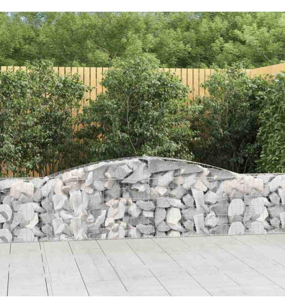 Gabione mit Hochbogen 400x30x60/80 cm Verzinktes Eisen