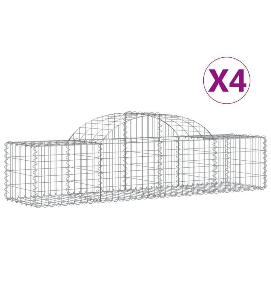 Gabionen mit Hochbogen 4 Stk. 200x50x40/60 cm Verzinktes Eisen