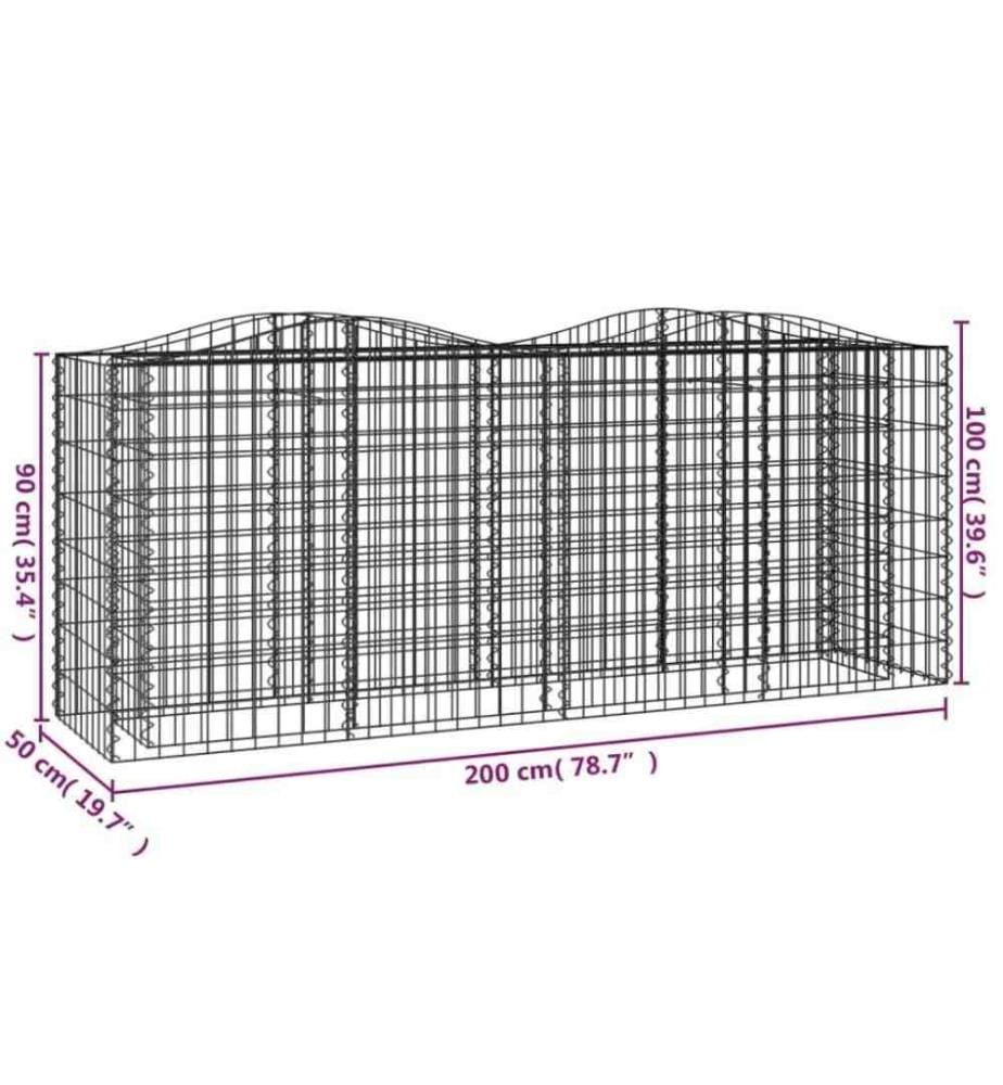 Gabionen-Hochbeet mit Hochbogen 200x50x100 cm Verzinktes Eisen