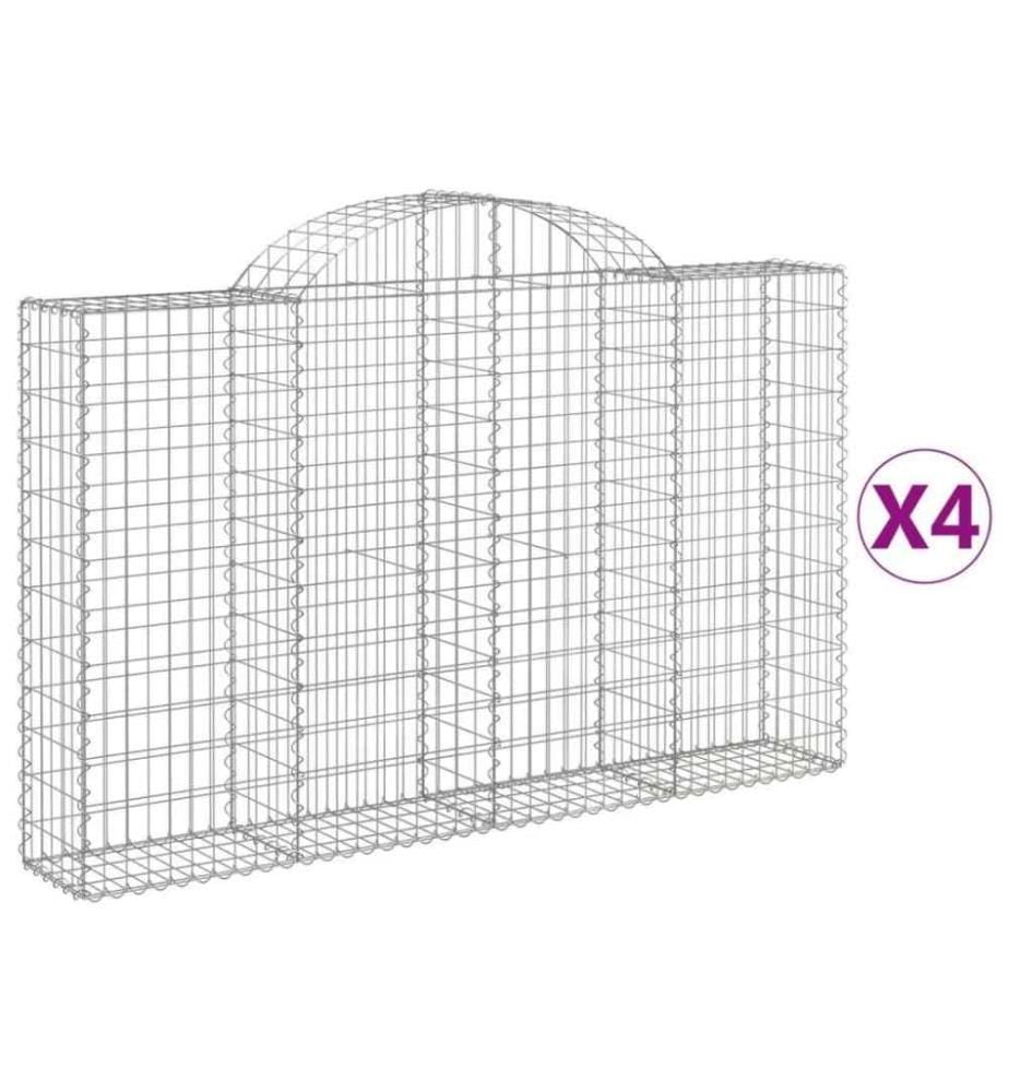 Gabionen mit Hochbogen 4 Stk. 200x30x120/140cm Verzinktes Eisen
