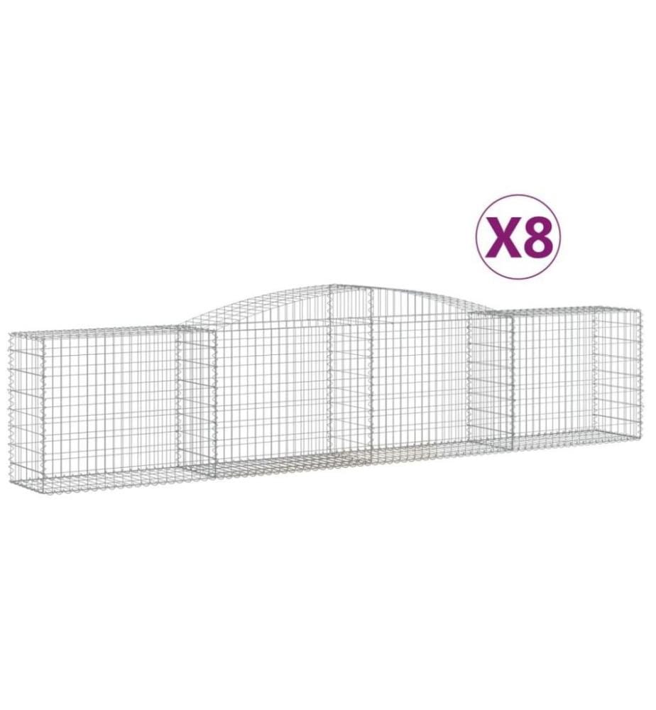 Gabionen mit Hochbogen 8 Stk. 400x50x80/100cm Verzinktes Eisen