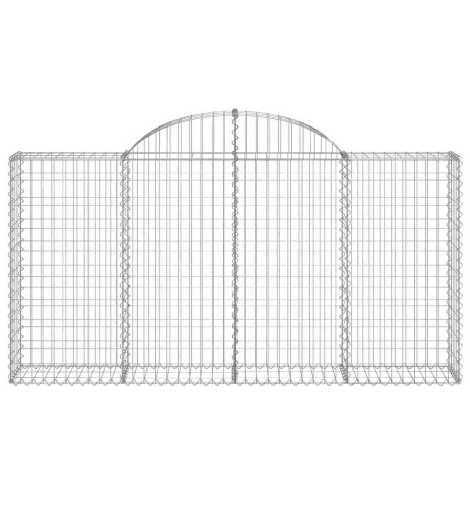 Gabionen mit Hochbogen 12Stk. 200x30x100/120cm Verzinktes Eisen