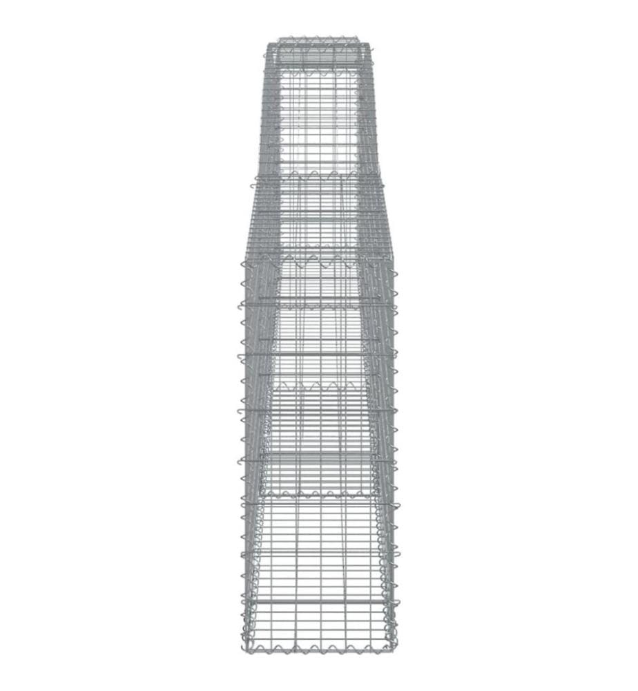 Gabionen mit Hochbogen 2 Stk. 400x30x80/100cm Verzinktes Eisen