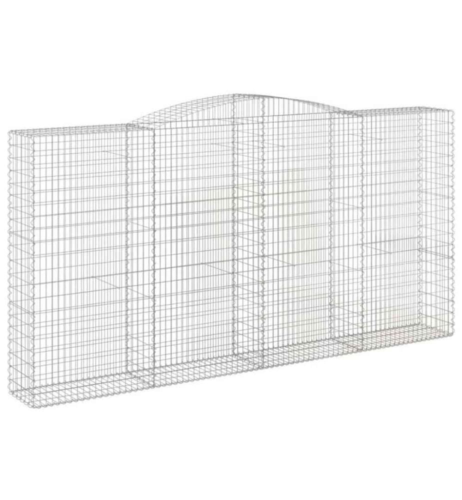 Gabionen mit Hochbogen 2 Stk. 400x50x200/220cm Verzinktes Eisen